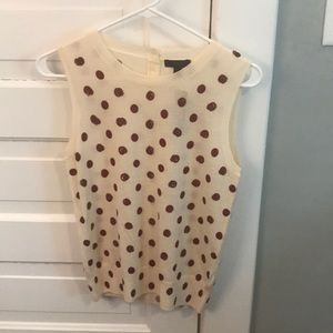 JCrew S Cream and Maroon Polka Dot Sweater Vest
